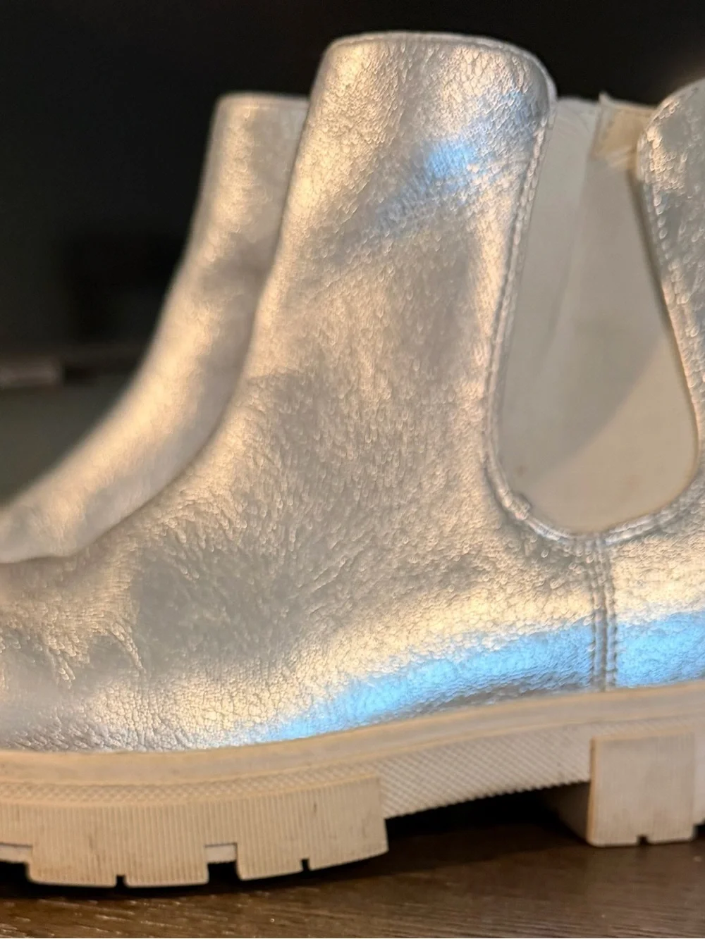 J. Crew Girls Silver Metallic Chelsea Boots